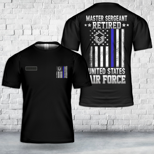 Custom Name Master Sergeant Retired Air Force Military Retirement T-Shirt 3D