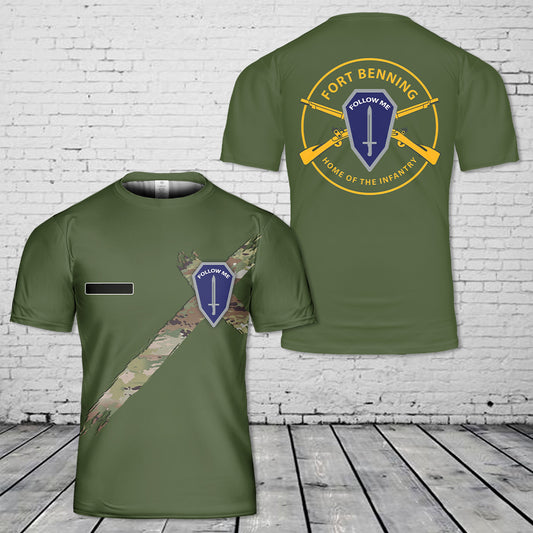 Custom Name US Army Fort Benning Home Of The Infantry T-Shirt 3D