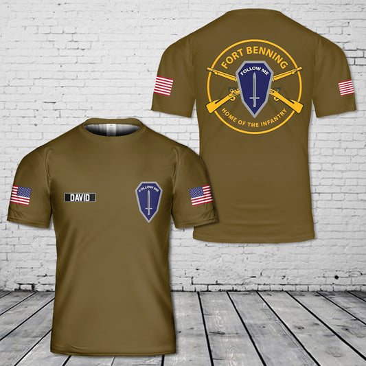 Custom Name US Army Fort Benning Infantry 3D T-Shirt