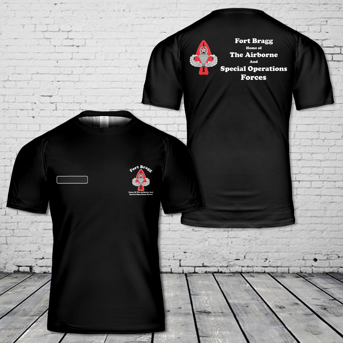 Custom Name US Army Fort Bragg Home of the Airborne and Special Operations Forces T-Shirt 3D