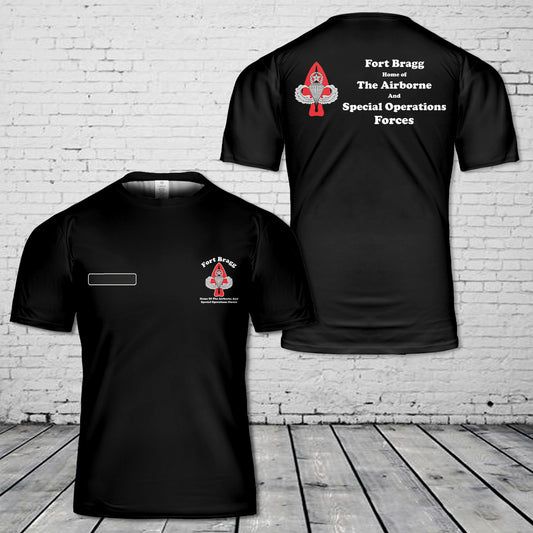 Custom Name US Army Fort Bragg Home of the Airborne and Special Operations Forces T-Shirt 3D