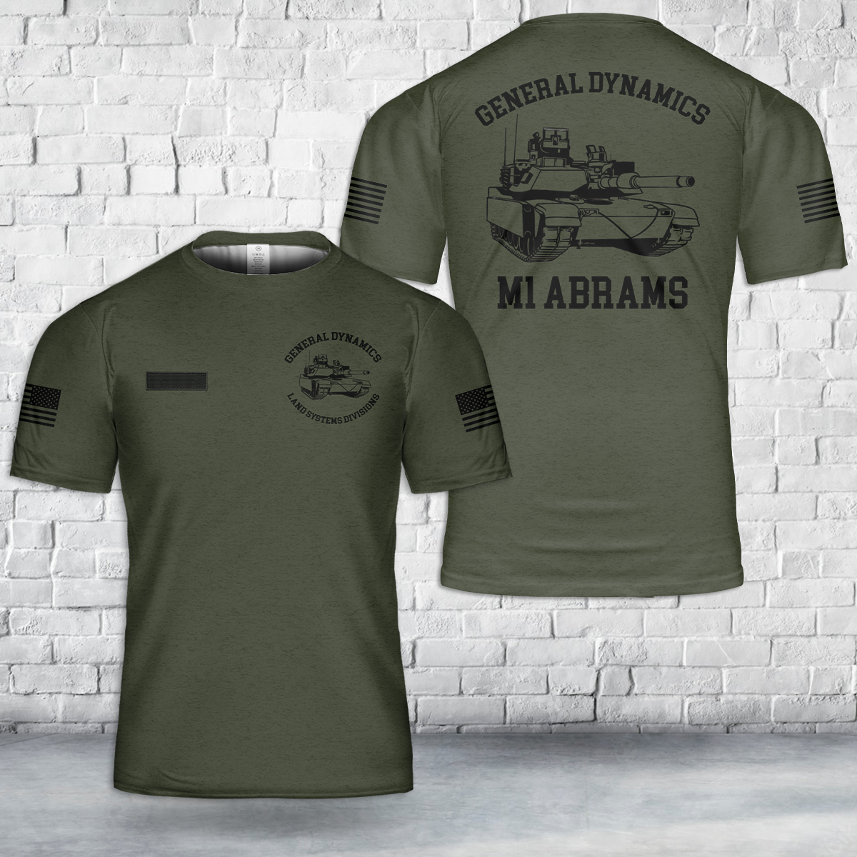 Custom Name US Army General Dynamics M1 Abrams T-Shirt 3D