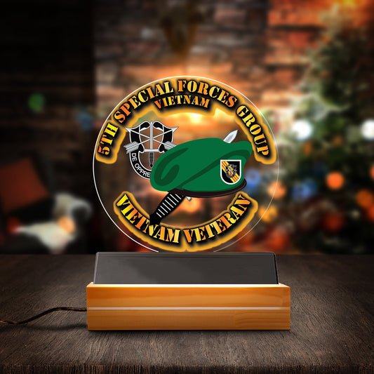 Custom Name US Army Green Beret 5st Special Forces Group (Airborne) (5st SFG) (A) Beret & Dagger Custom Shape Photo Night Light
