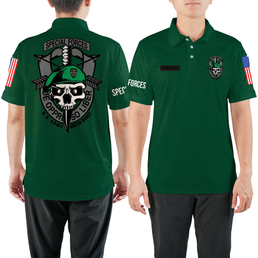 Custom Name US Army Green Beret Special Forces AOP Tactical Polo Shirt