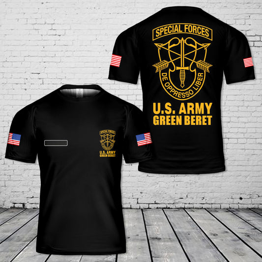 Custom Name US Army Green Beret Special Forces T-Shirt 3D