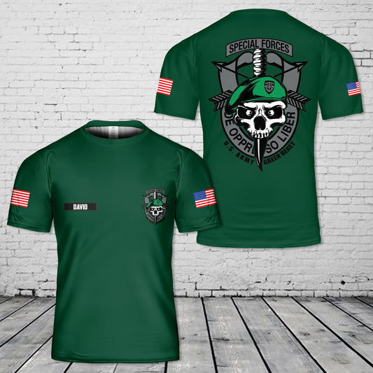 Custom Name US Army Green Beret Special Forces T-Shirt 3D