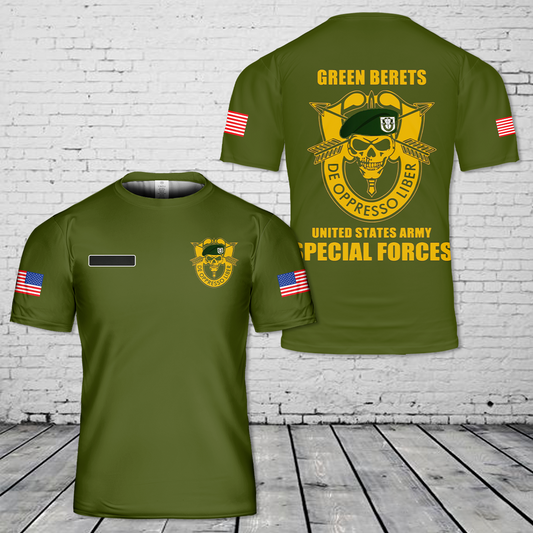 Custom Name US Army Green Beret Special Forces T-Shirt 3D