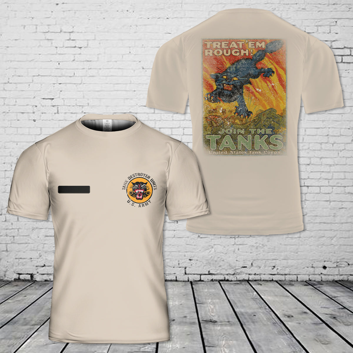 Custom Name US Army Join the Tanks! Tank Destroyer Units T-Shirt 3D