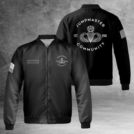 Custom Name US Army Jumpmaster Community AOP Fleece Bomber Jacket