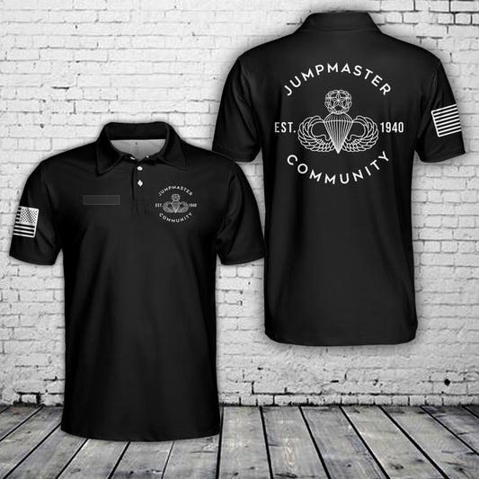 Custom Name US Army Jumpmaster Community Polo Shirt