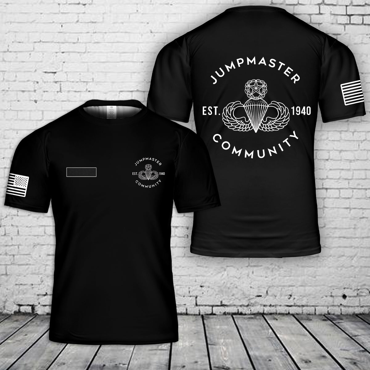Custom Name US Army Jumpmaster Community T-Shirt 3D