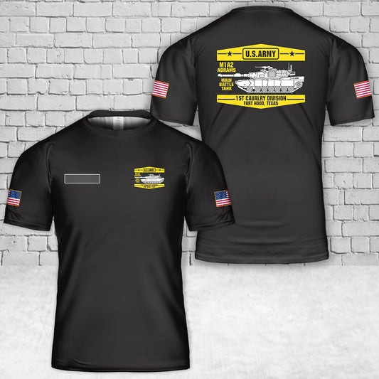 Custom Name US Army M1A1 Abrams Main Battle Tank T-Shirt 3D