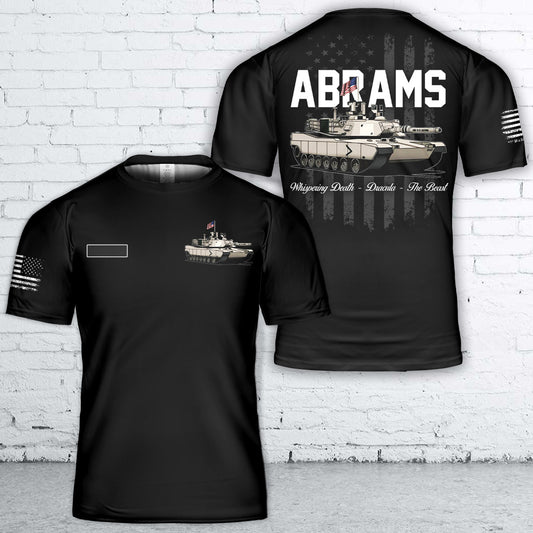 Custom Name US Army M1A2 SEPV3 Abrams T-Shirt 3D