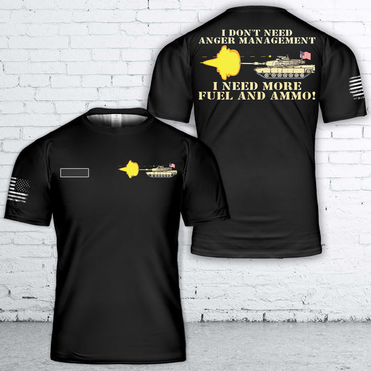 Custom Name US Army M1 Abrams Tank T-Shirt 3D