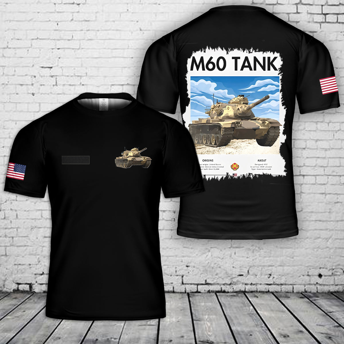 Custom Name US Army M60 Tank T-Shirt 3D