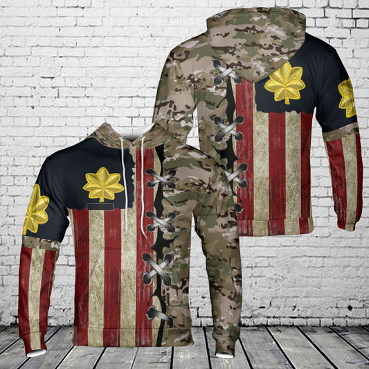 Custom Name US Army Major Rank Insignia Hoodie 3D