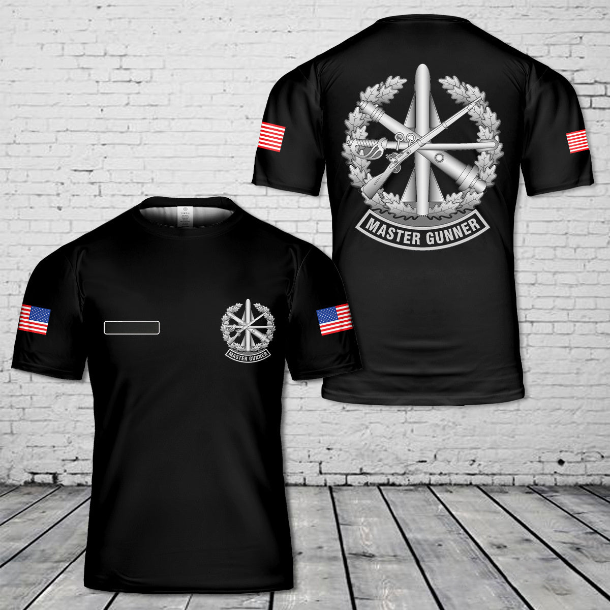 Custom Name US Army Master Gunner Identification Badge T-Shirt 3D