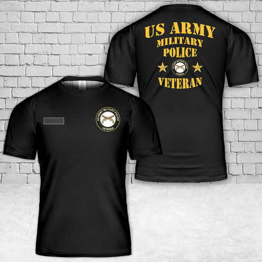 Custom Name US Army Military Police Veteran T-Shirt 3D