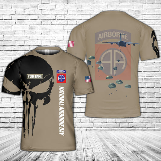 Custom Name US Army National Airborne Day, 82nd Airborne Division 3D T-shirt