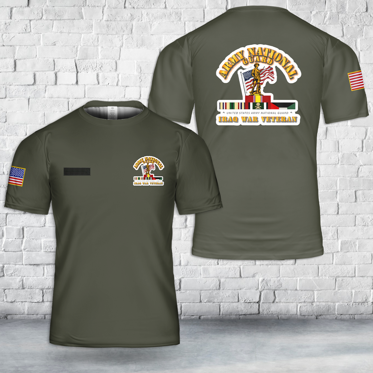 Custom Name US Army National Guard Iraq War Veteran T-Shirt 3D