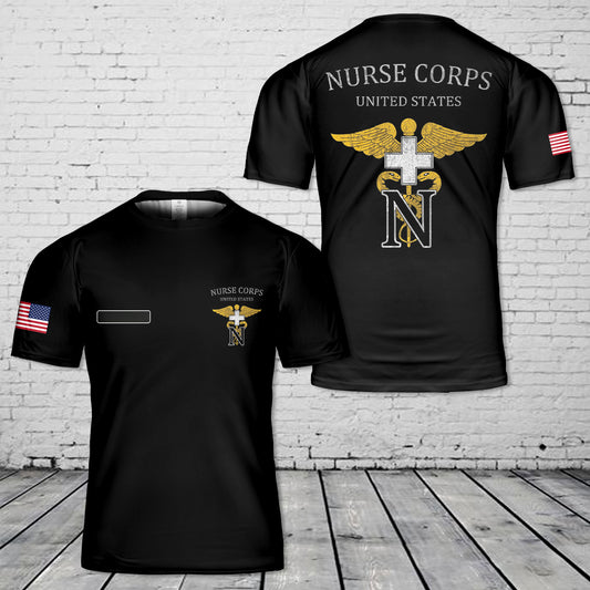 Custom Name US Army Nurse Corps USA Military Nurse T-Shirt 3D
