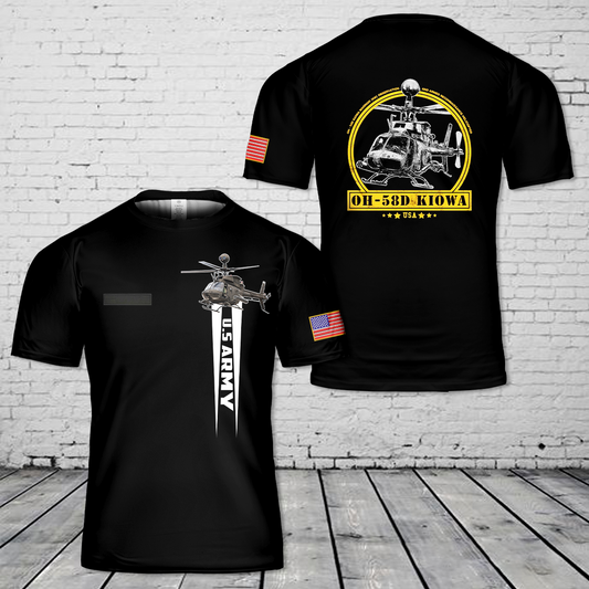 Custom Name US Army OH-58D Kiowa Warrior T-Shirt 3D