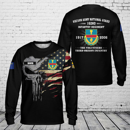 Custom Name US Army Oregon Army National Guard 162nd Infantry Regiment Long Sleeve Shirt