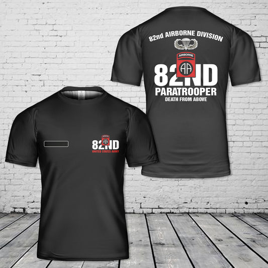 Custom Name US Army Paratrooper 82nd Airborne Division All American Death From Above T-Shirt 3D