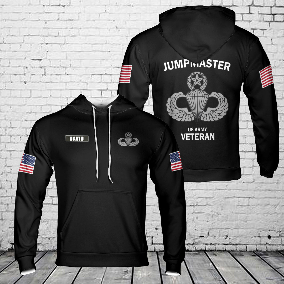 Custom Name US Army Paratrooper Veteran Jump Master 3D Hoodie