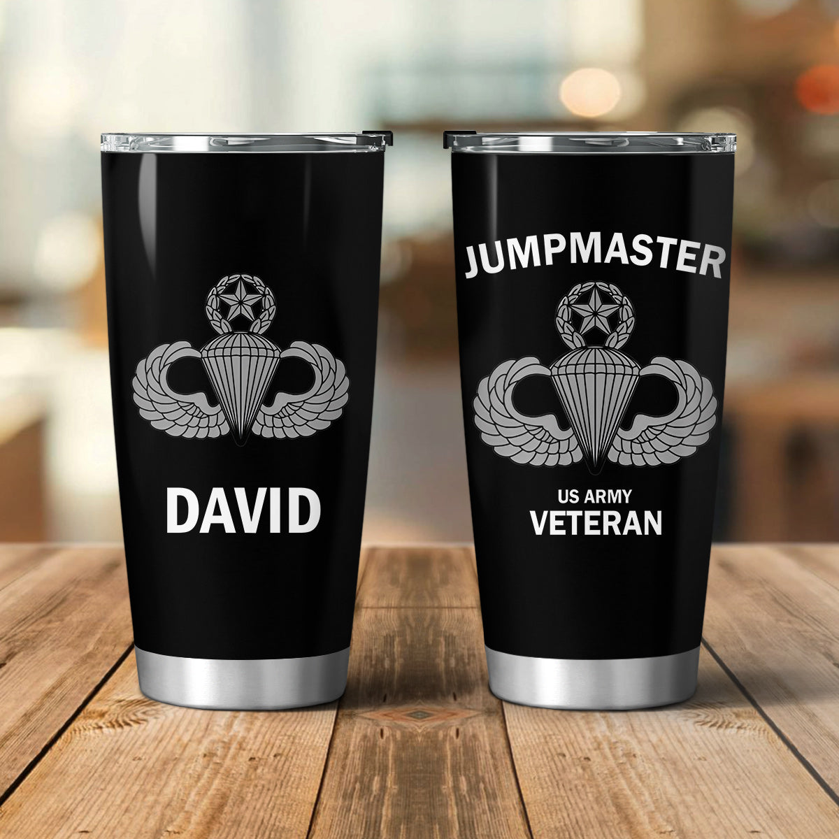 Custom Name US Army Paratrooper Veteran Jump Master Tumbler 20oz