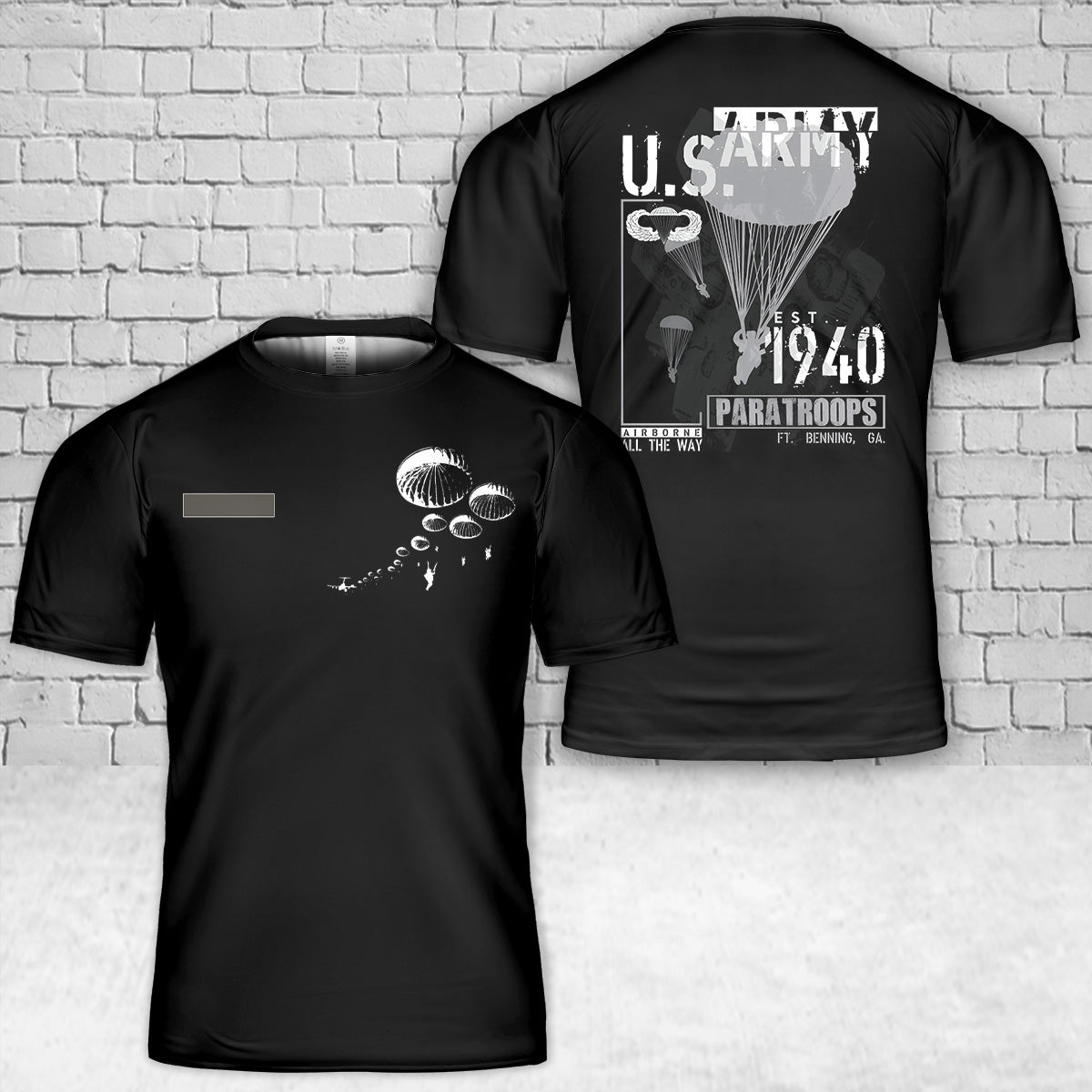 Custom Name US Army Paratroopers Distressed T-Shirt 3D