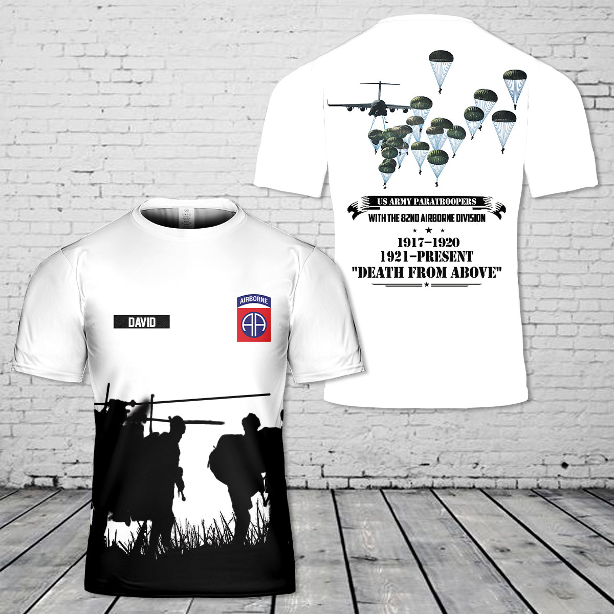 Custom Name US Army Paratroopers With The 82nd Airborne Division 3D T-Shirt