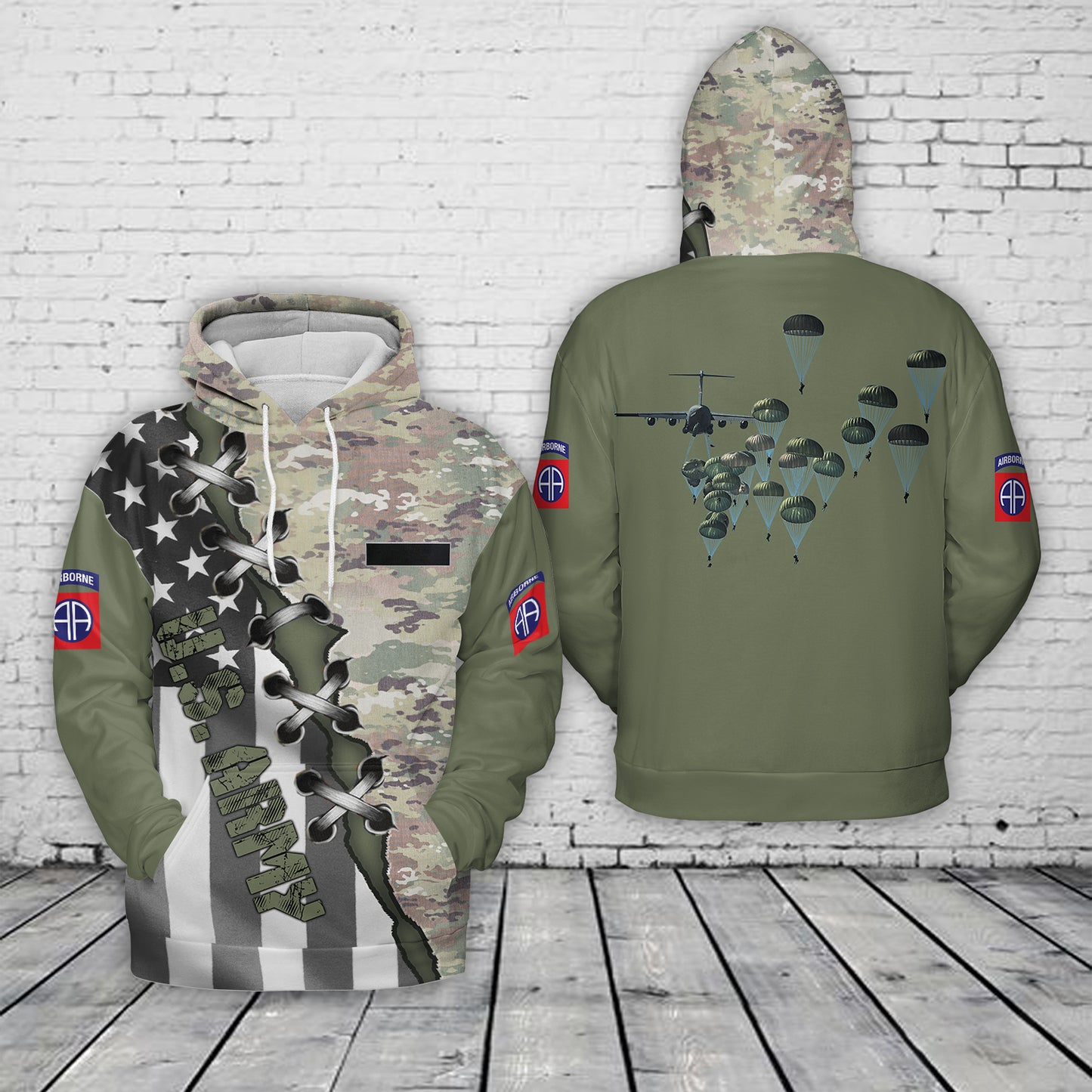 Custom Name US Army Paratroopers With The 82nd Airborne Division Parachute Hoodie 3D
