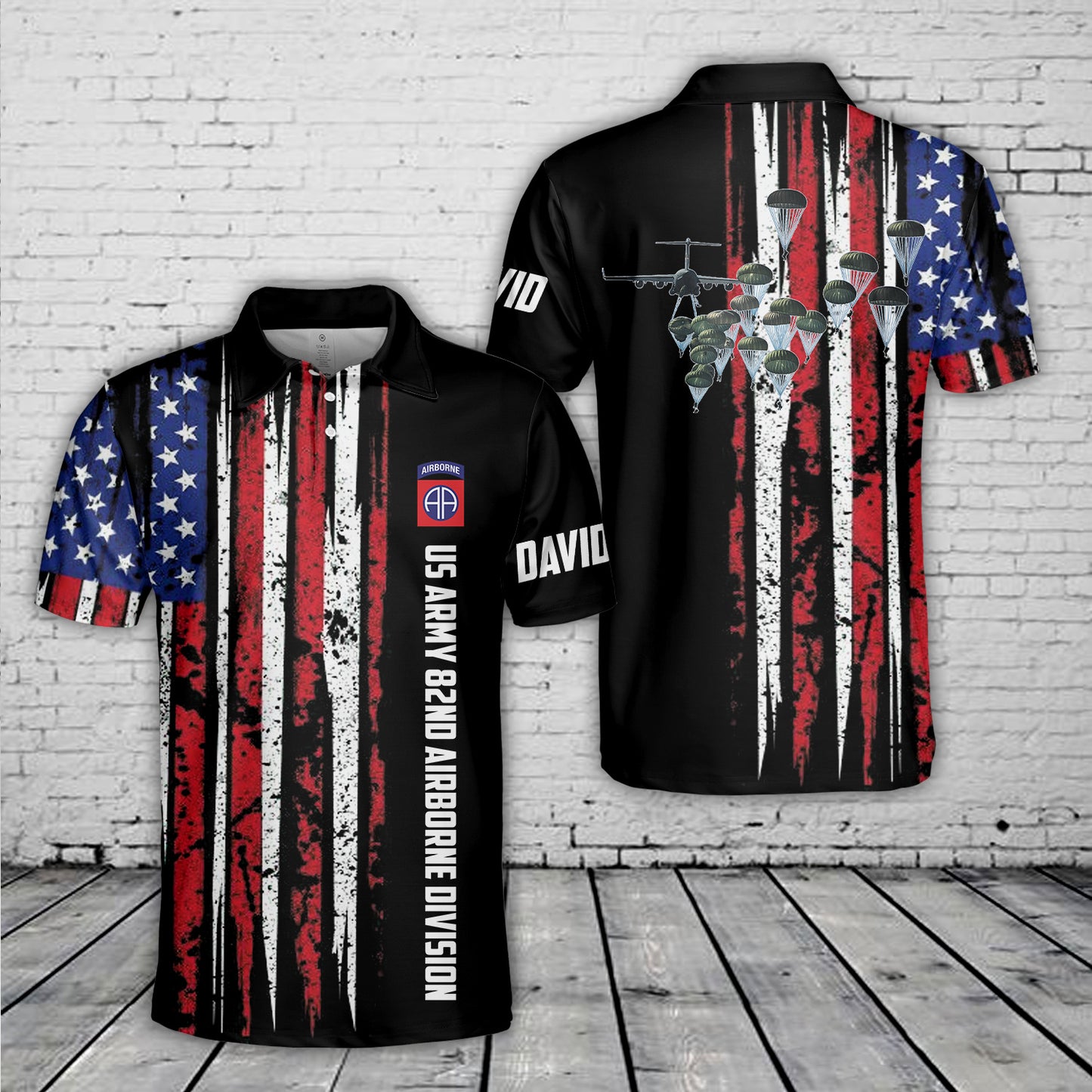 Custom Name US Army Paratroopers With The 82nd Airborne Division Parachute Polo Shirt