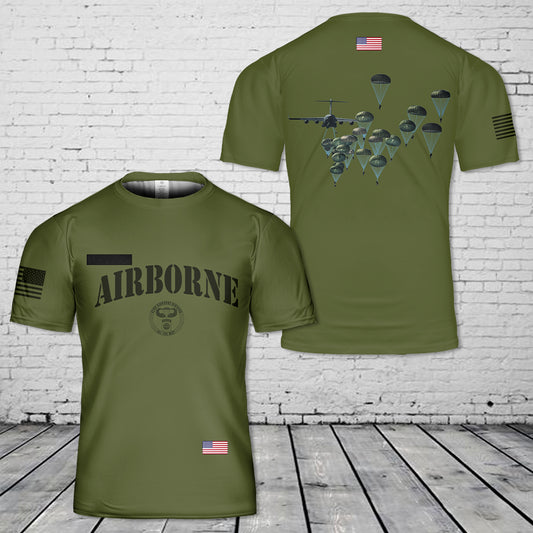 Custom Name US Army Paratroopers With The 82nd Airborne Division Parachute T-Shirt 3D