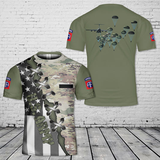 Custom Name US Army Paratroopers With The 82nd Airborne Division Parachute T-Shirt 3D