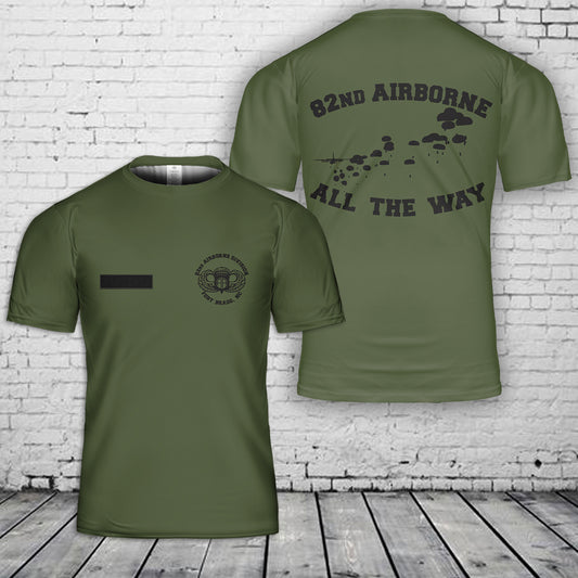 Custom Name US Army Paratroopers With The 82nd Airborne Division Parachute T-Shirt 3D