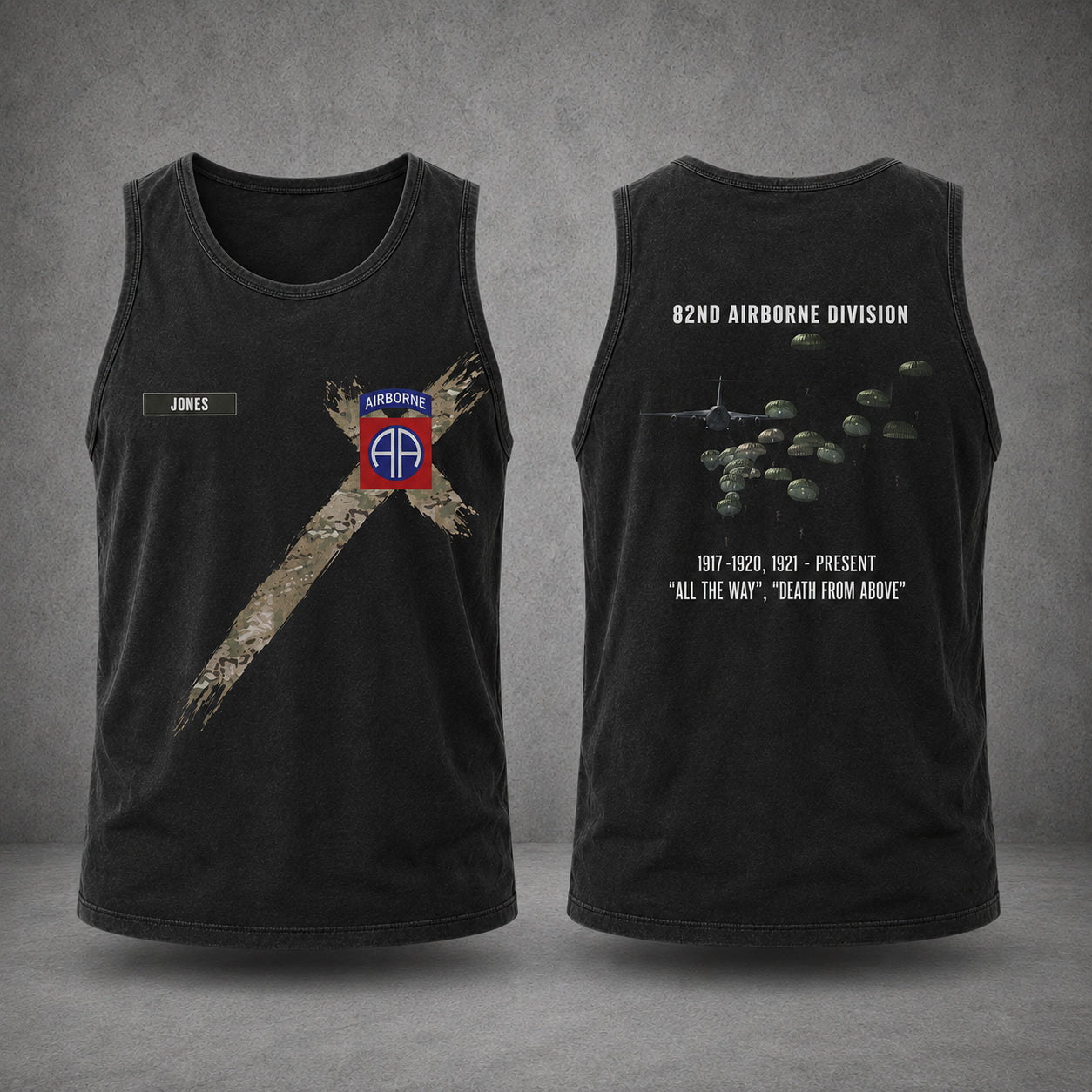 Custom Name US Army Paratroopers With The 82nd Airborne Division Parachute AOP Tank Top