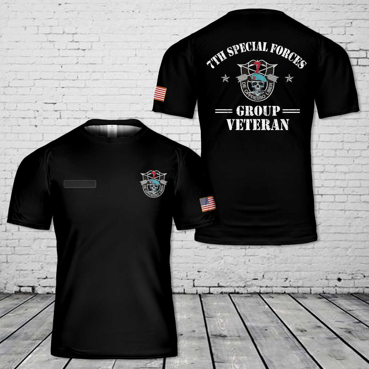 Custom Name US Army Proud US Army 7th Special Forces Group Veteran T-Shirt 3D