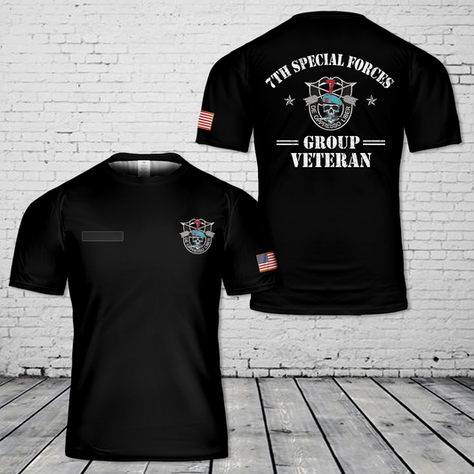 Custom Name US Army Proud US Army 7th Special Forces Group Veteran T-Shirt 3D