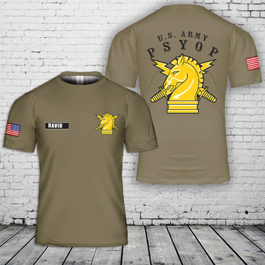 Custom Name US Army Psych Ops Branch Insignia 3D T-Shirt