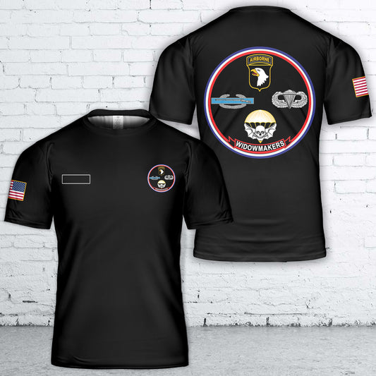 Custom Name US Army Ranger 101st Airborne Widowmakers CIB Parachutist Jump Wings T-Shirt 3D