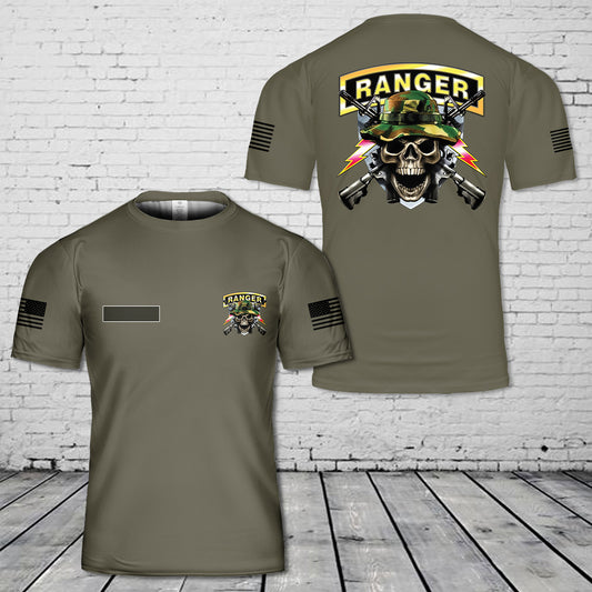 Custom Name US Army Ranger Skull T-Shirt 3D