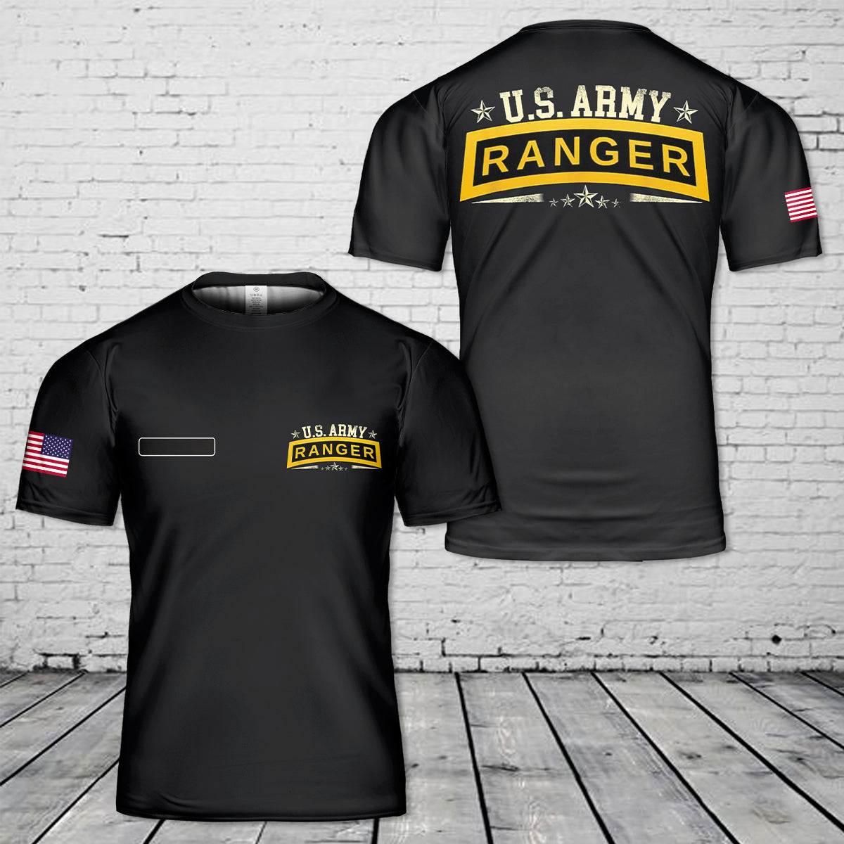 Custom Name US Army Ranger Tab - Airborne Ranger Veteran T-Shirt 3D