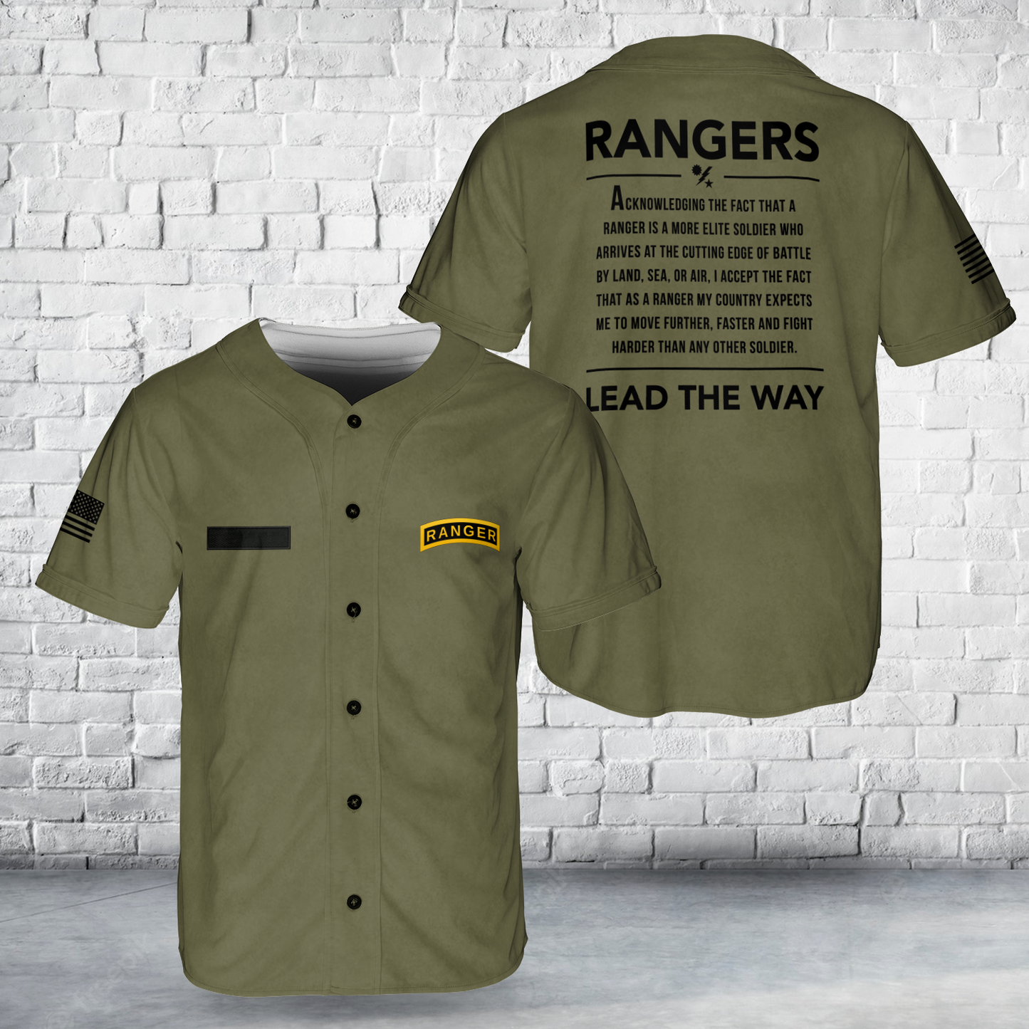 Custom Name US Army Rangers Baseball Jersey