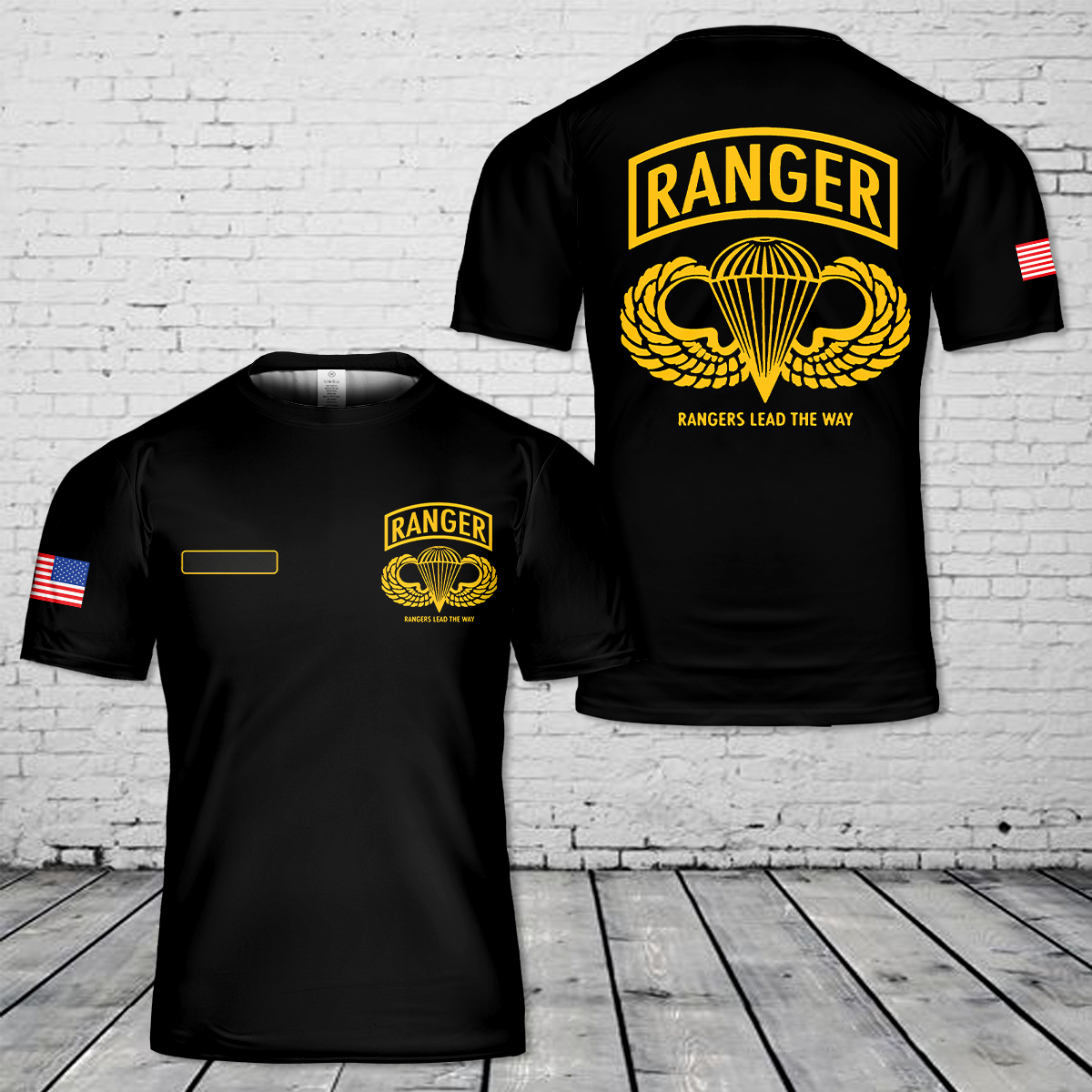 Custom Name US Army Rangers Tab Airborne T-Shirt 3D – Merch Gears