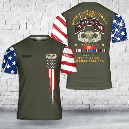 Custom Name US Army SOF - Combat Jump - Tm3 - RRD - 75th Rgr Rgt - OEF - Afghanistan T-Shirt 3D