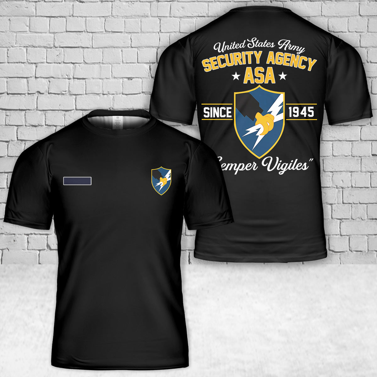 Custom Name US Army Security Agency (ASA) T-Shirt 3D
