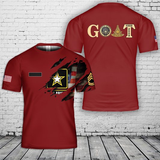 Custom Name US Army Sergeant First Class Mason Red 3D T-Shirt