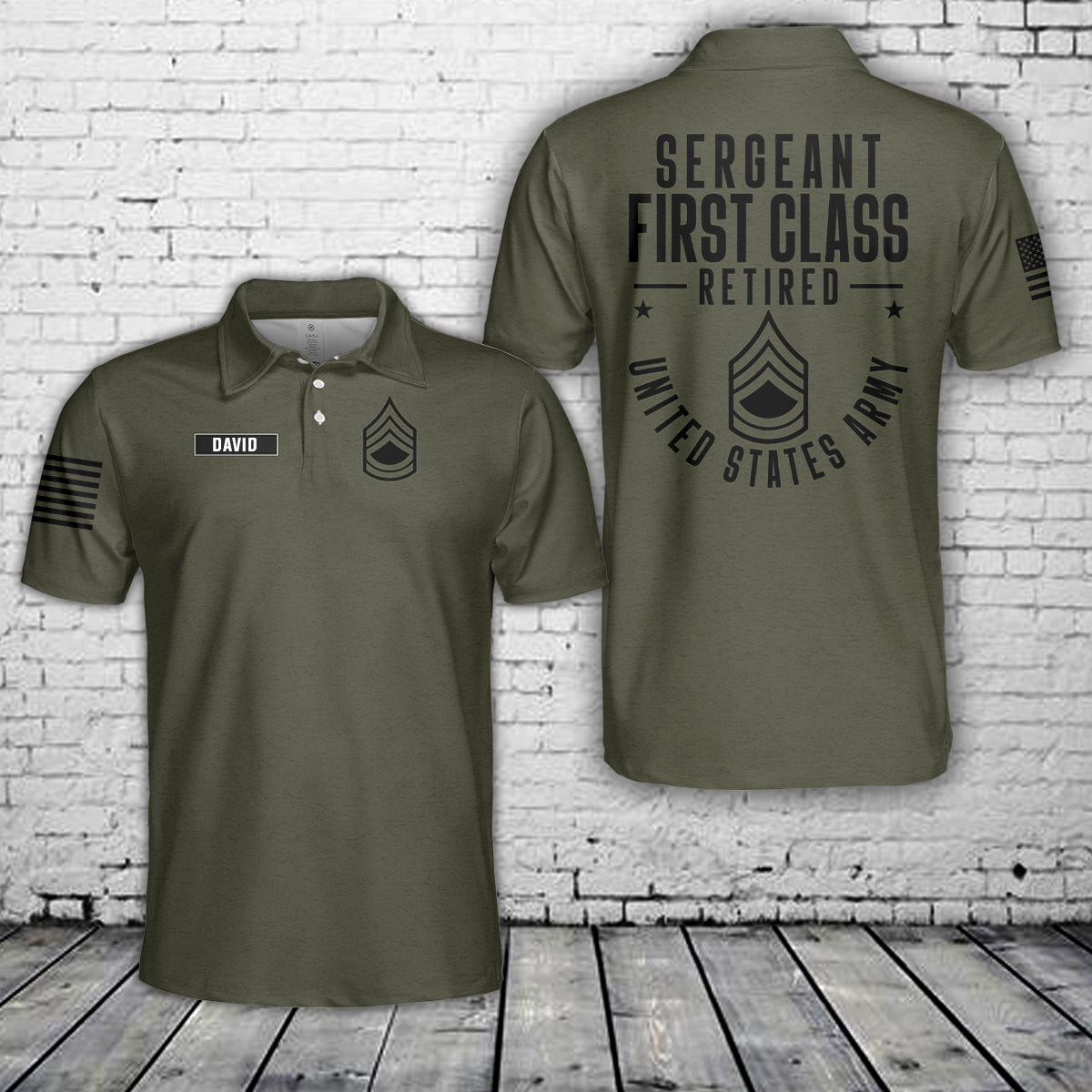 Custom Name US Army Sergeant First Class Retirement Polo Shirt